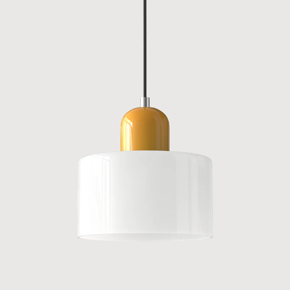 Stylish Retro Pendant Lamp with Orange Glass Shade and Green Top