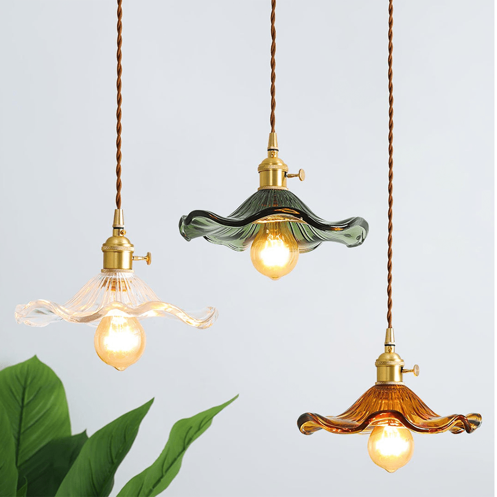Elegancka Szklana Lampa Wisząca w Kształcie Kwiatu Hibiskusa ze Stylowym Designem