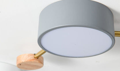 Modułowa nowoczesna lampa sufitowa LED z drewna i akrylu w prostym designie