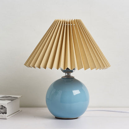 Nowoczesna ceramiczna lampa stołowa z tkaninowym abażurem – dostępna w wielu kolorach