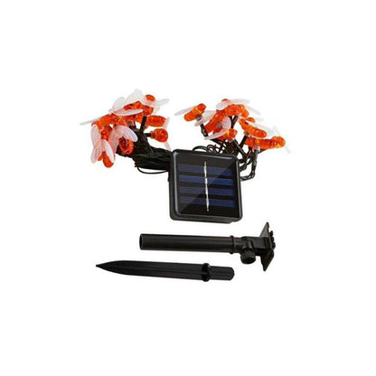 Solarna Dekoracyjna Lampa LED Pszczoła – Art Deco, Kolory: Czerwony / Żółty / Biały – Dostępne warianty: 20 / 30 / 50 / 100 LED