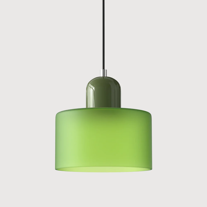 Stylish Retro Pendant Lamp with Orange Glass Shade and Green Top