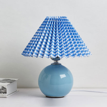 Nowoczesna ceramiczna lampa stołowa z tkaninowym abażurem – dostępna w wielu kolorach