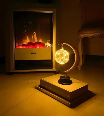 Elegancka Klimatyczna Lampa Stołowa LED ze Szkła w Kształcie Księżyca z Ciepłym Światłem
