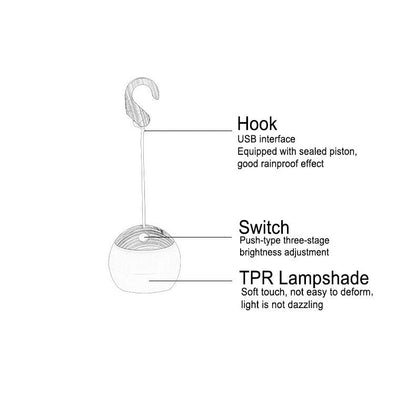 Portable Outdoor USB LED Lamp – Hanging with Hook, 12-Hour Operation