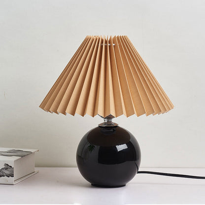 Nowoczesna ceramiczna lampa stołowa z tkaninowym abażurem – dostępna w wielu kolorach