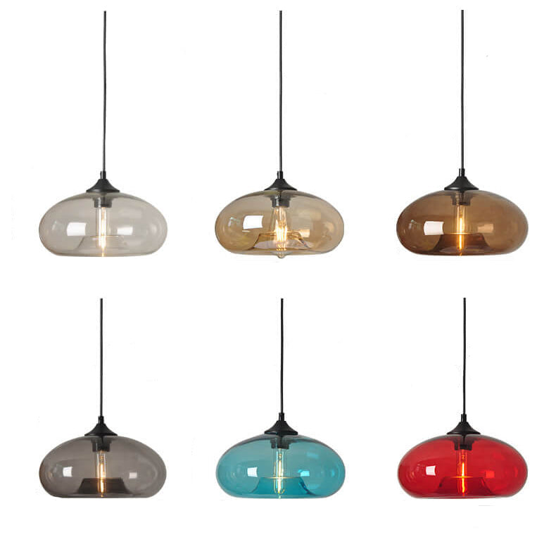 Industrial Glass Hanging Lamp – Ø28 cm, Multiple Colors, E26 Socket