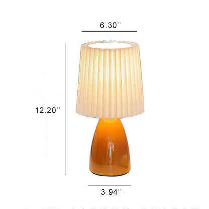 Skandynawska szklana lampa stołowa z abażurem z tkaniny – 3-kolorowe ściemnialne światło