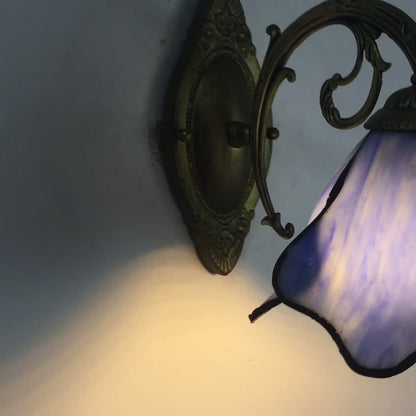 Designer glass and iron wall lamp - many colours