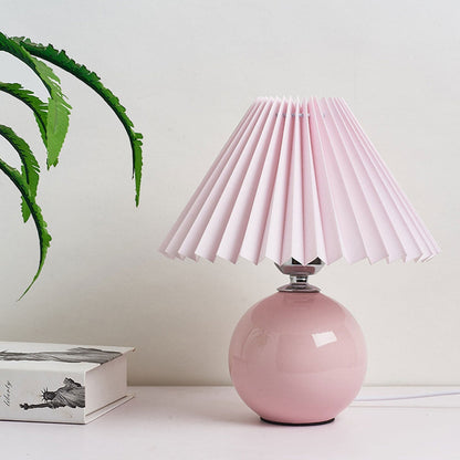 Nowoczesna ceramiczna lampa stołowa z tkaninowym abażurem – dostępna w wielu kolorach
