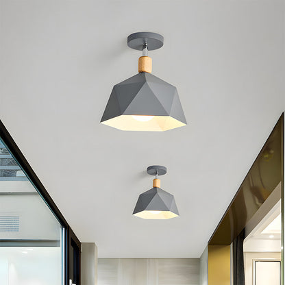 Läila – Skandynawska Lampa Sufitowa z Geometrycznym Designem i Drewnianym Akcentem