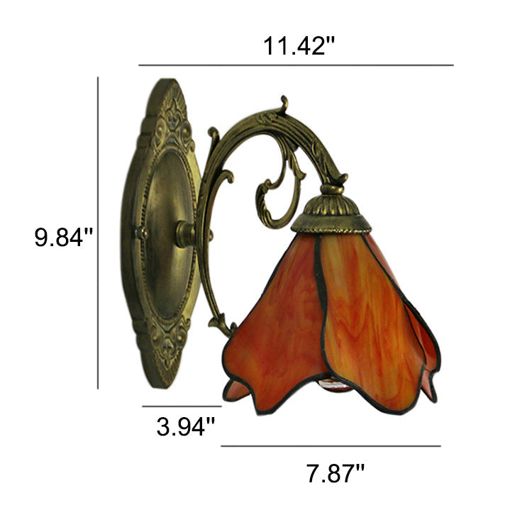 Designer glass and iron wall lamp - many colours