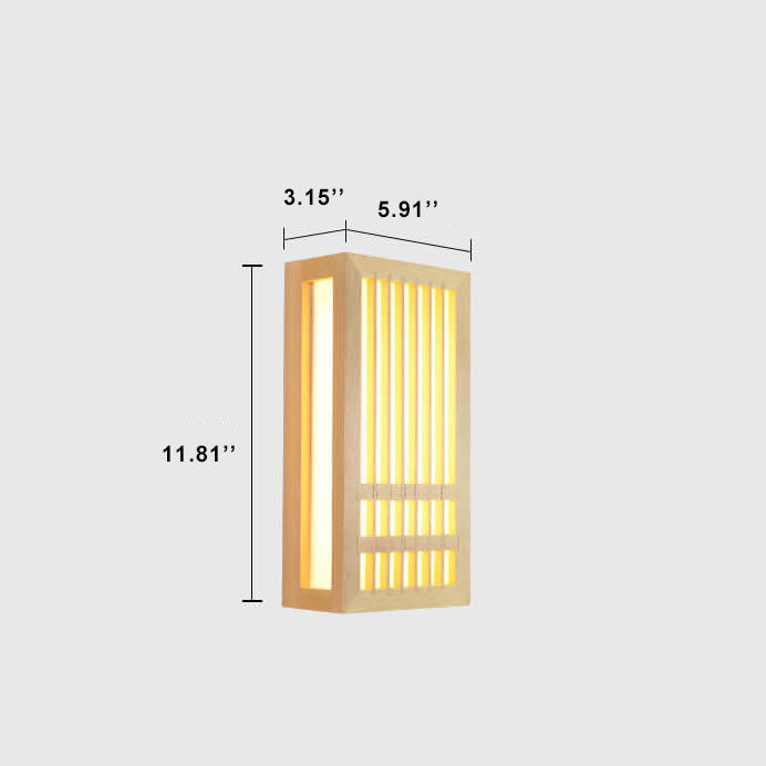 Nowoczesna drewniana lampa ścienna LED z beżowymi i akrylowymi akcentami