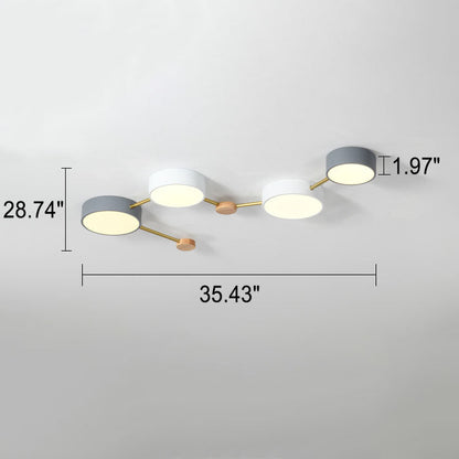 Modułowa nowoczesna lampa sufitowa LED z drewna i akrylu w prostym designie