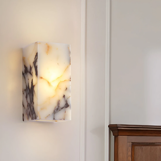 Luksusowa lampa ścienna z kamienia naturalnego z ciepłym światłem LED