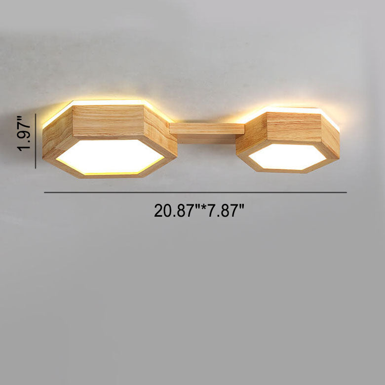 Nowoczesna drewniana lampa sufitowa Japandi LED – 1/2/3 reflektory