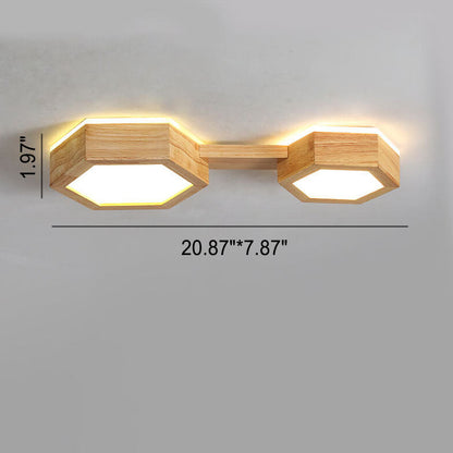 Nowoczesna drewniana lampa sufitowa Japandi LED – 1/2/3 reflektory
