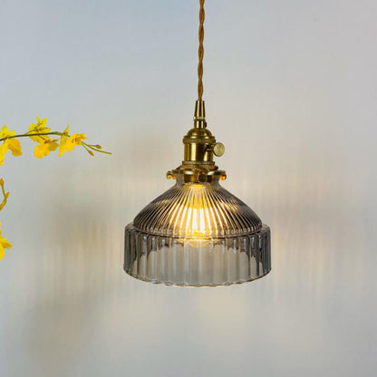 Przemysłowa Lampa Wisząca z Szkła i Metalu