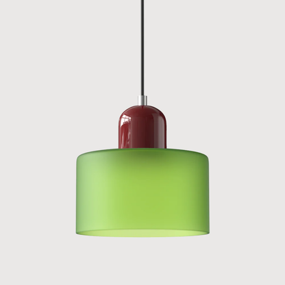 Stylish Retro Pendant Lamp with Orange Glass Shade and Green Top