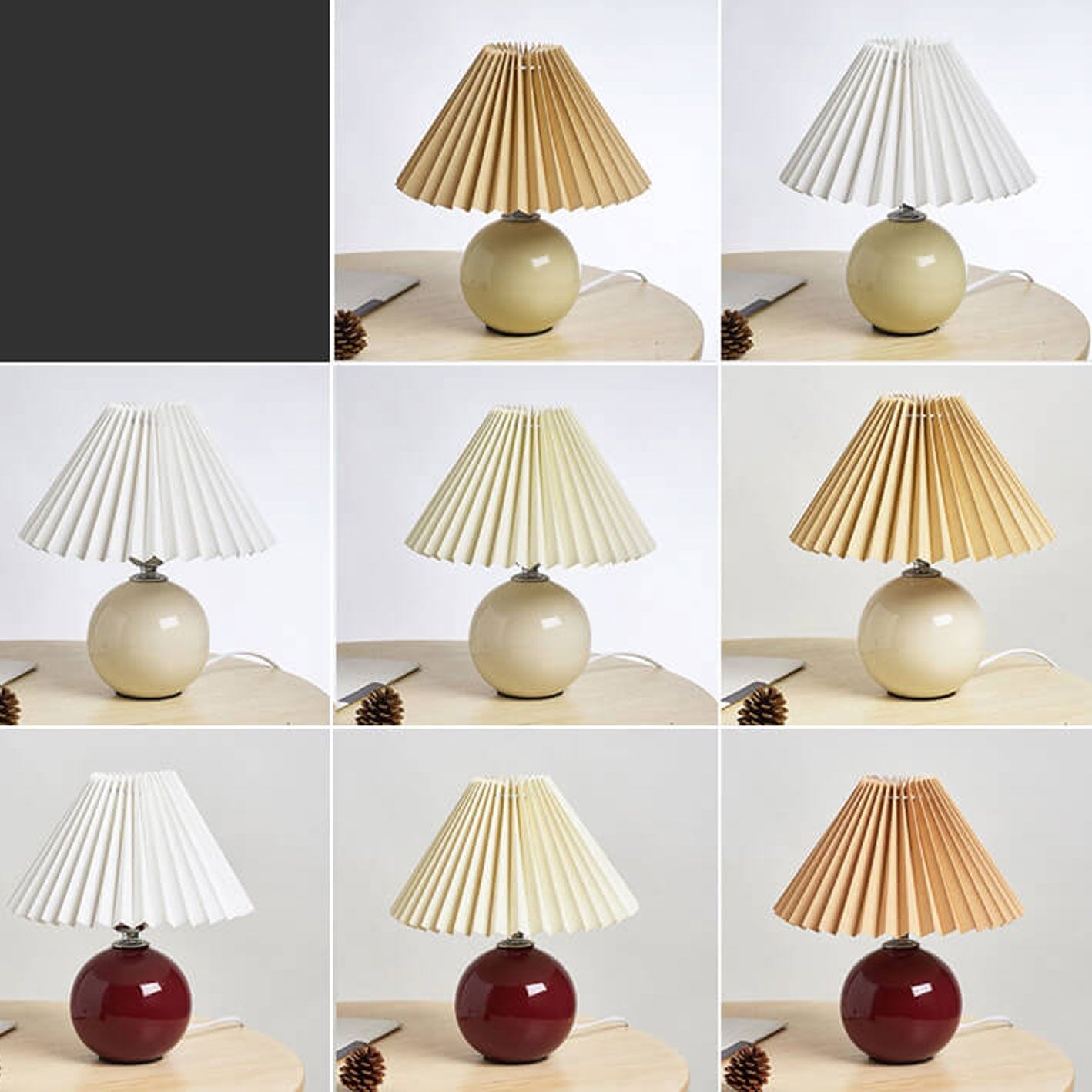 Nowoczesna ceramiczna lampa stołowa z tkaninowym abażurem – dostępna w wielu kolorach