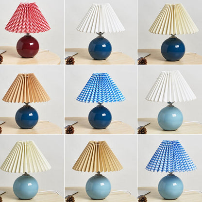 Nowoczesna ceramiczna lampa stołowa z tkaninowym abażurem – dostępna w wielu kolorach