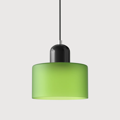 Stylish Retro Pendant Lamp with Orange Glass Shade and Green Top