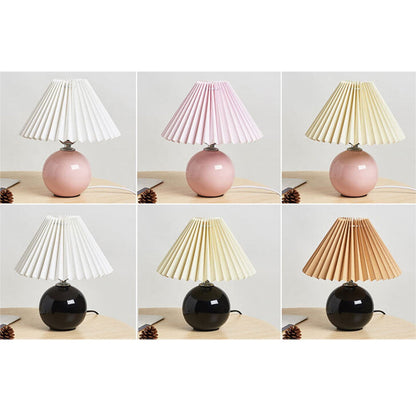 Nowoczesna ceramiczna lampa stołowa z tkaninowym abażurem – dostępna w wielu kolorach