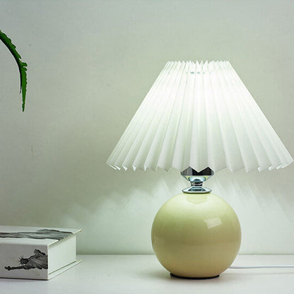 Nowoczesna ceramiczna lampa stołowa z tkaninowym abażurem – dostępna w wielu kolorach