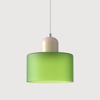 Stylish Retro Pendant Lamp with Orange Glass Shade and Green Top