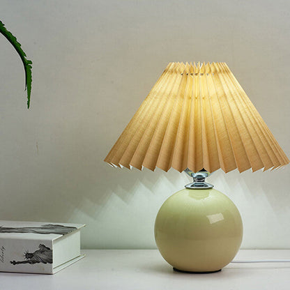 Nowoczesna ceramiczna lampa stołowa z tkaninowym abażurem – dostępna w wielu kolorach