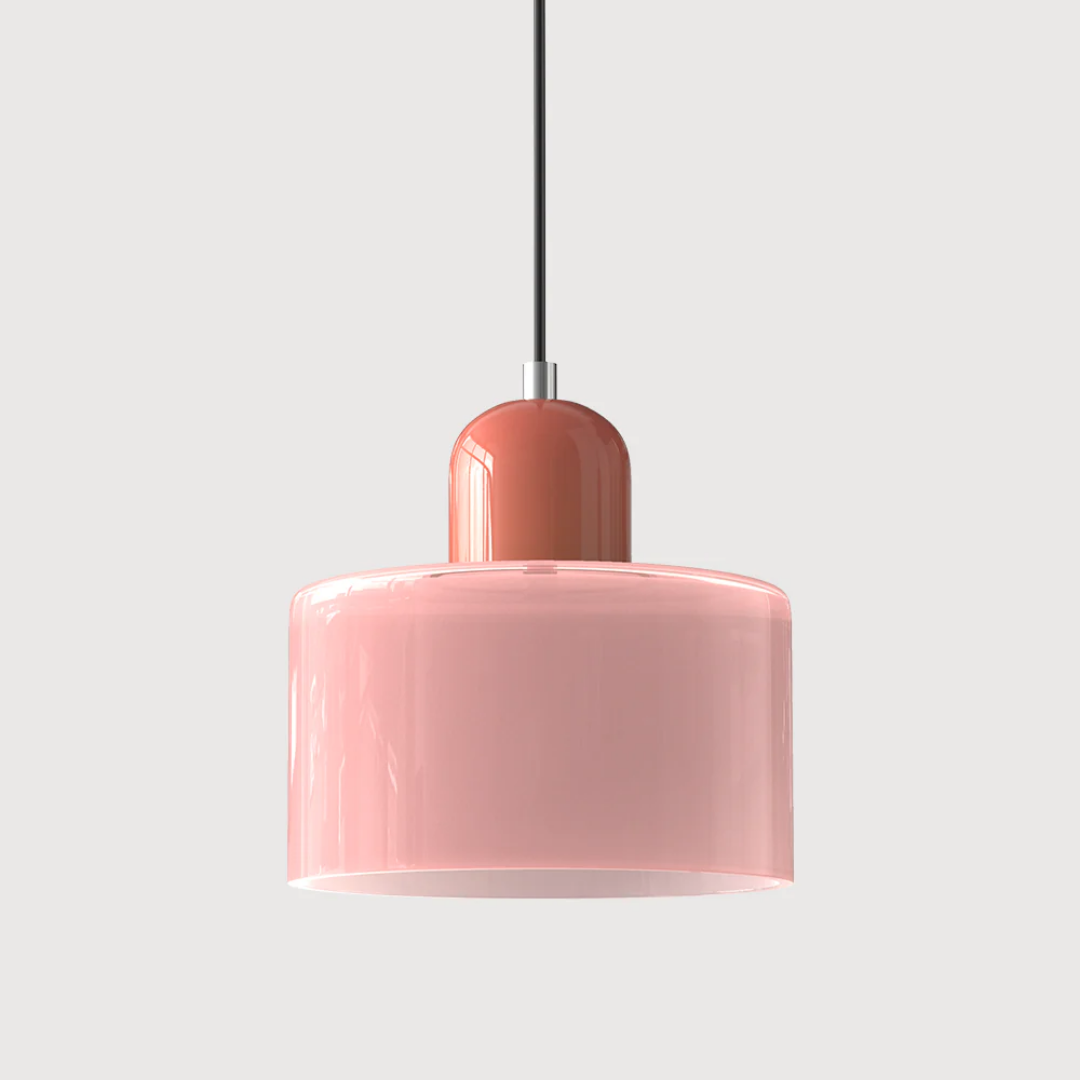 Stylish Retro Pendant Lamp with Orange Glass Shade and Green Top