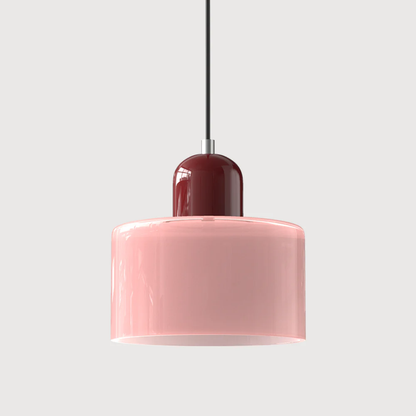 Stylish Retro Pendant Lamp with Orange Glass Shade and Green Top