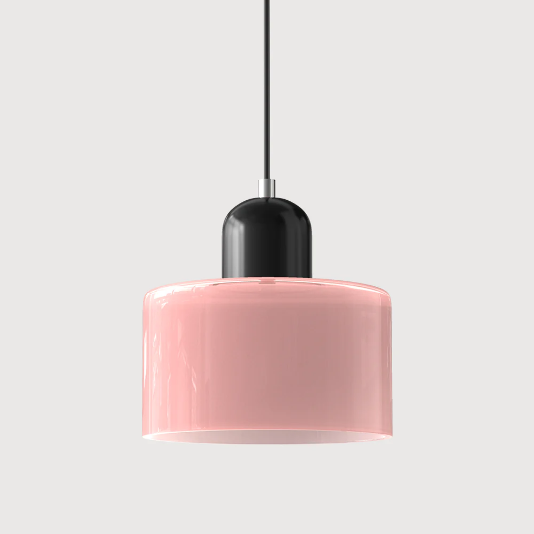 Stylish Retro Pendant Lamp with Orange Glass Shade and Green Top