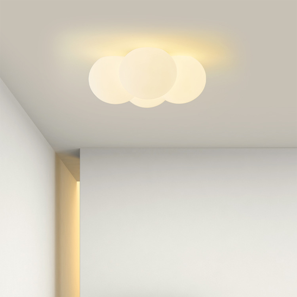 White ceiling lamp with clouds and bubbles