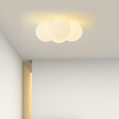 White ceiling lamp with clouds and bubbles