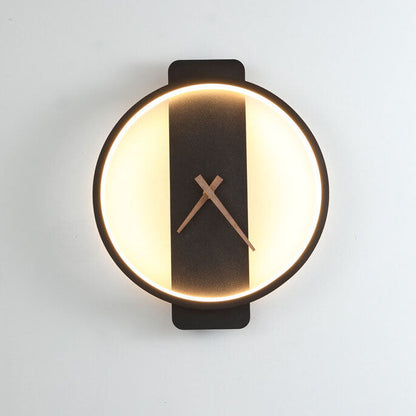 Nowoczesna Lampa Ścienna z Motywem Zegara – Akryl i Metal – Złoty/Czarny – LED 18W