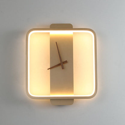 Nowoczesna Lampa Ścienna z Motywem Zegara – Akryl i Metal – Złoty/Czarny – LED 18W