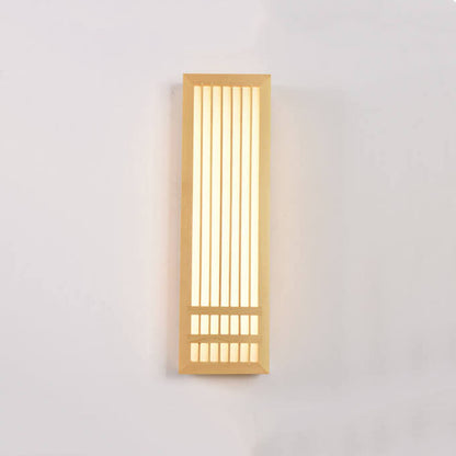 Nowoczesna drewniana lampa ścienna LED z beżowymi i akrylowymi akcentami
