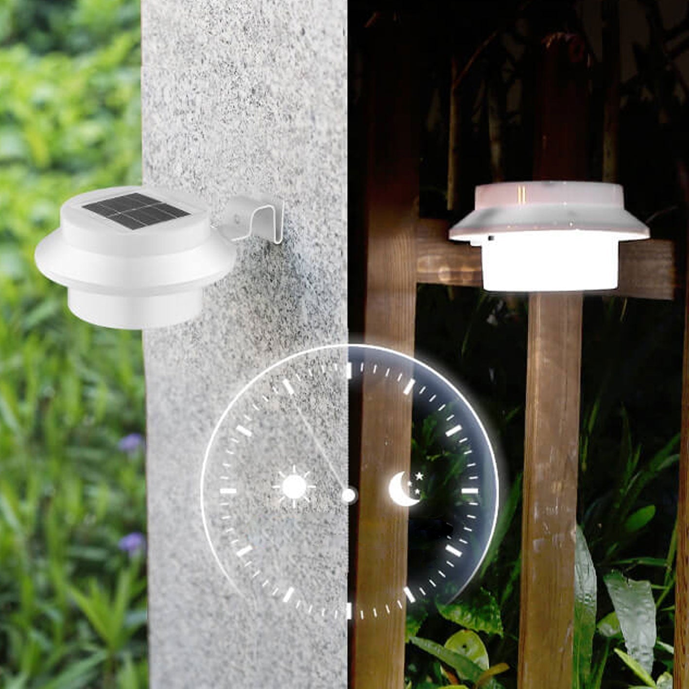 Industrial Solar Wall Light - Black/White - Weatherproof