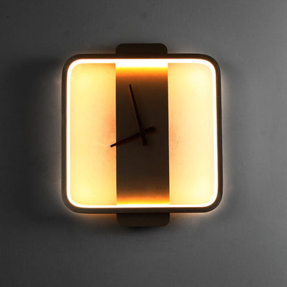 Nowoczesna Lampa Ścienna z Motywem Zegara – Akryl i Metal – Złoty/Czarny – LED 18W