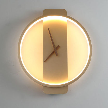 Nowoczesna Lampa Ścienna z Motywem Zegara – Akryl i Metal – Złoty/Czarny – LED 18W