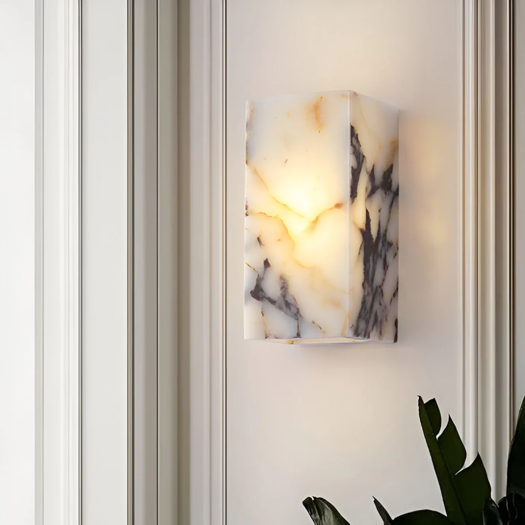 Luksusowa lampa ścienna z kamienia naturalnego z ciepłym światłem LED