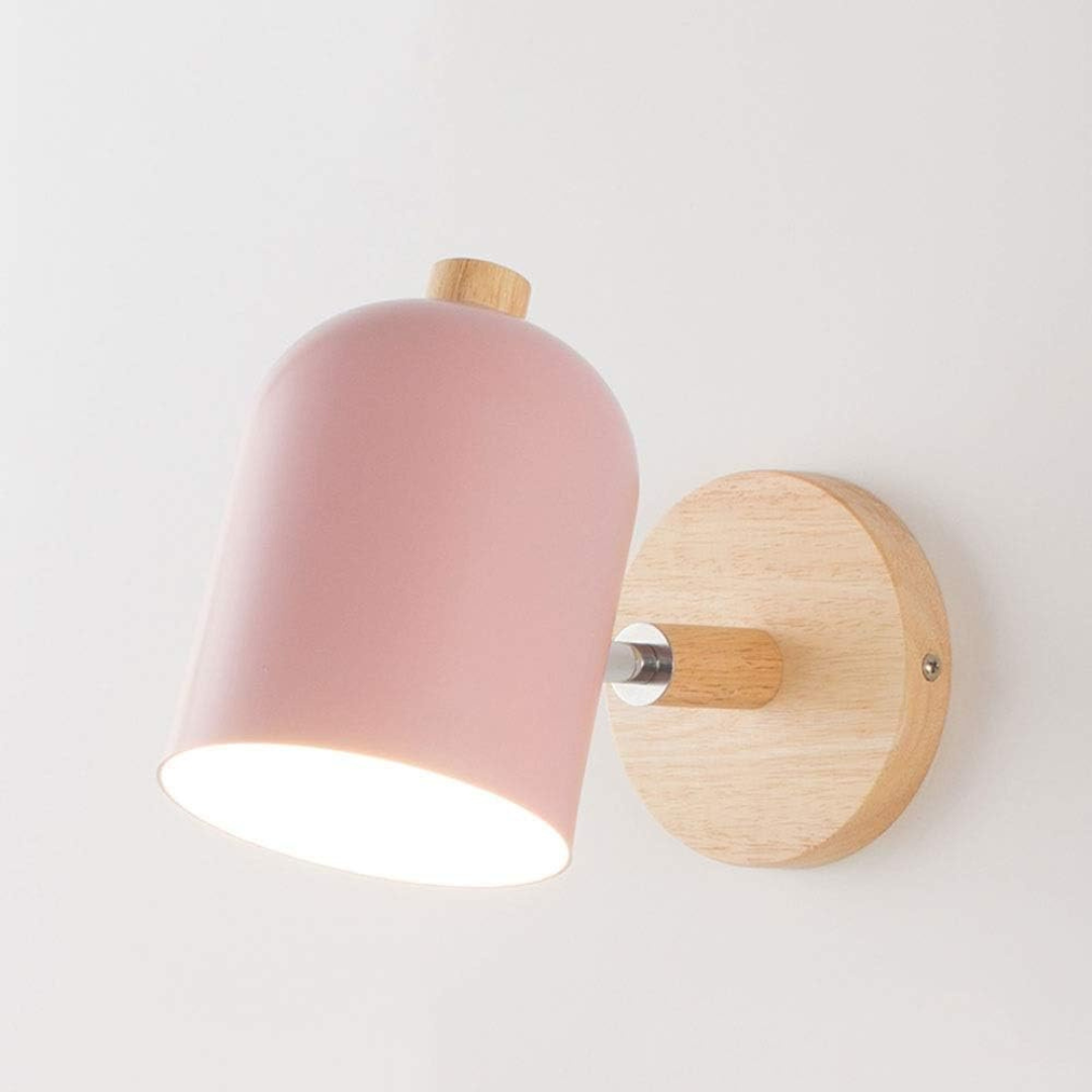 Scandinavian wooden LED wall lamp with warm light and pastel design