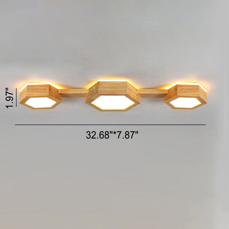 Nowoczesna drewniana lampa sufitowa Japandi LED – 1/2/3 reflektory