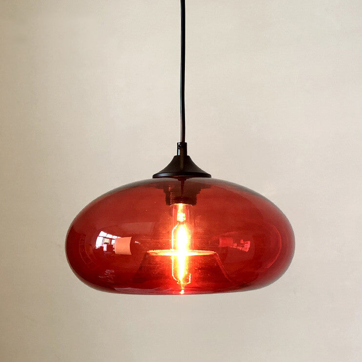 Industrial Glass Hanging Lamp – Ø28 cm, Multiple Colors, E26 Socket