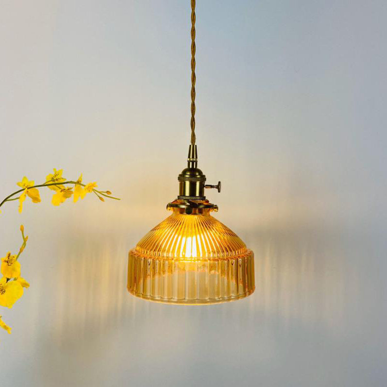 Przemysłowa Lampa Wisząca z Szkła i Metalu