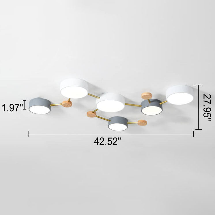 Modułowa nowoczesna lampa sufitowa LED z drewna i akrylu w prostym designie