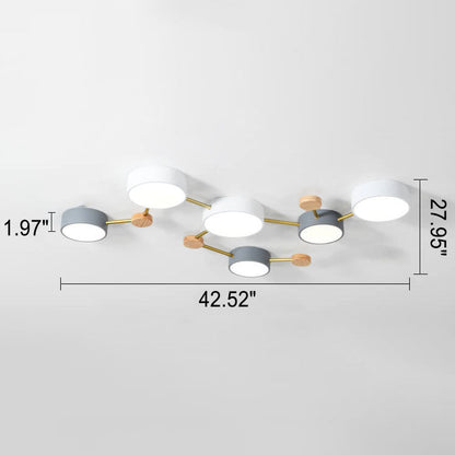 Modułowa nowoczesna lampa sufitowa LED z drewna i akrylu w prostym designie