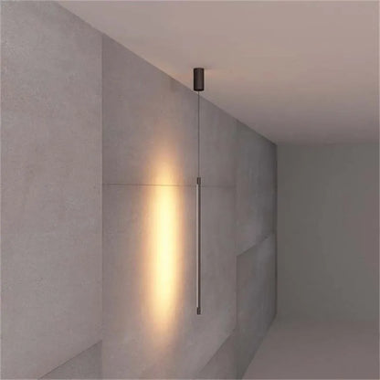 Minimalistyczna Czarna Lampa Wisząca Liniowa z Nowoczesnym Metalowym Designem i Oświetleniem LED
