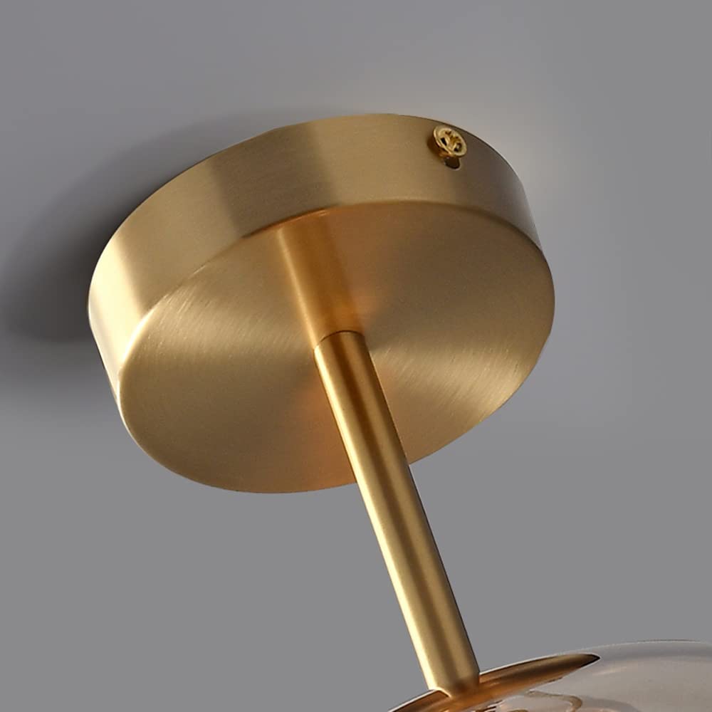 Stylowa Retro Miedziana Szklana Lampa Sufitowa